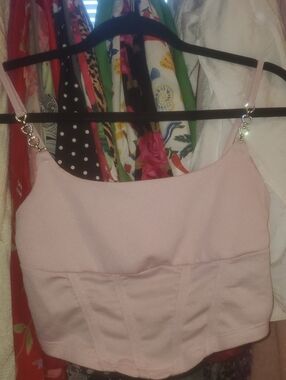 Light Pink Cropped Bustier Top